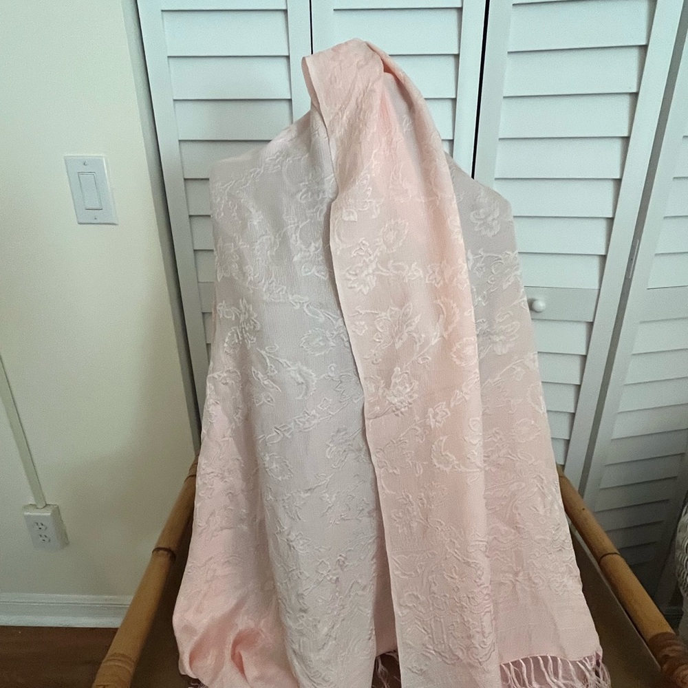 Oscar de la Renta Blush Pink Floral Scarf